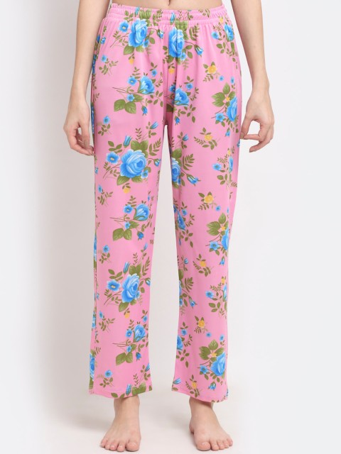 

NEUDIS Women Pink & Blue Floral Printed Lounge Pants