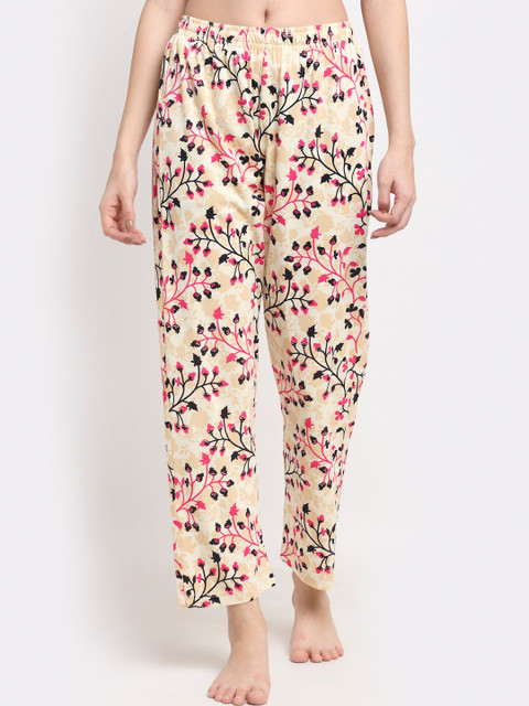 

NEUDIS Women Beige & Pink Floral Printed Lounge Pants