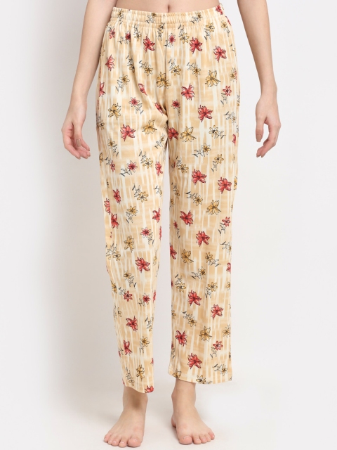 

NEUDIS Women Beige & Red Floral Printed Lounge Pants