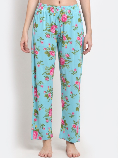 

NEUDIS Women Blue & Pink Floral Printed Lounge Pants