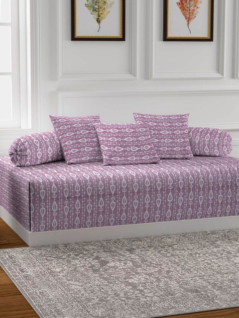 

Arrabi Set of 6 Pink Striped Handwoven Cotton Diwan Set