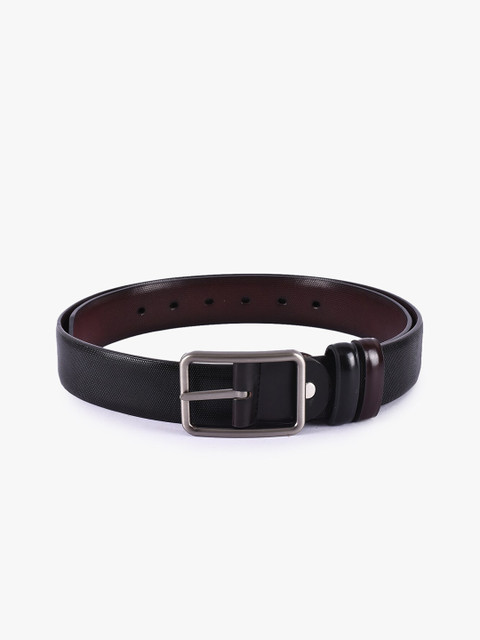 

BuckleUp Men Black & Brown Textured Reversible Leather Belt