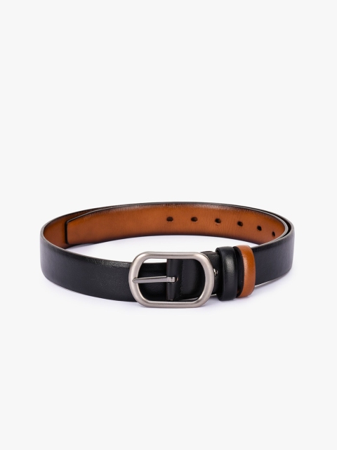 

BuckleUp Men Tan & Black Textured Leather Reversible Belt