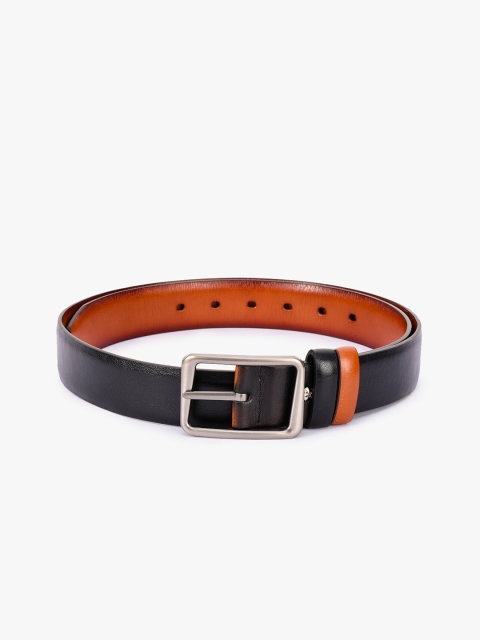 

BuckleUp Men Tan & Black Textured Leather Reversible Formal Belt