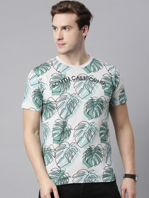 

Joven Men Silver-Toned Floral Printed Tropical T-shirt