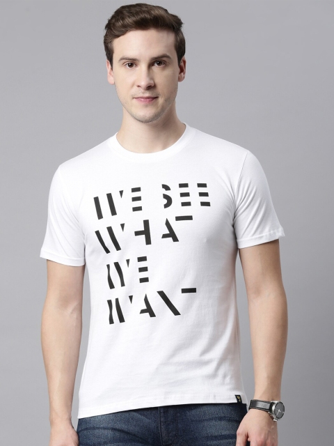 

Joven Men White Typography Printed T-shirt