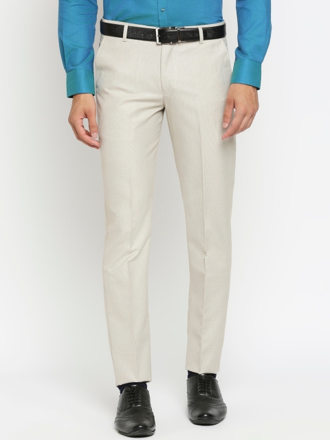 

Solemio Men Beige Slim Fit Formal Trousers