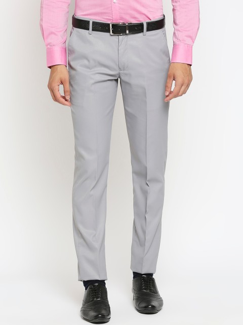 

Solemio Men Grey Slim Fit Formal Trousers