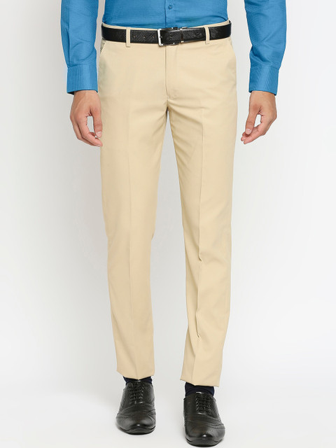 

Solemio Men Beige Slim Fit Formal Trousers