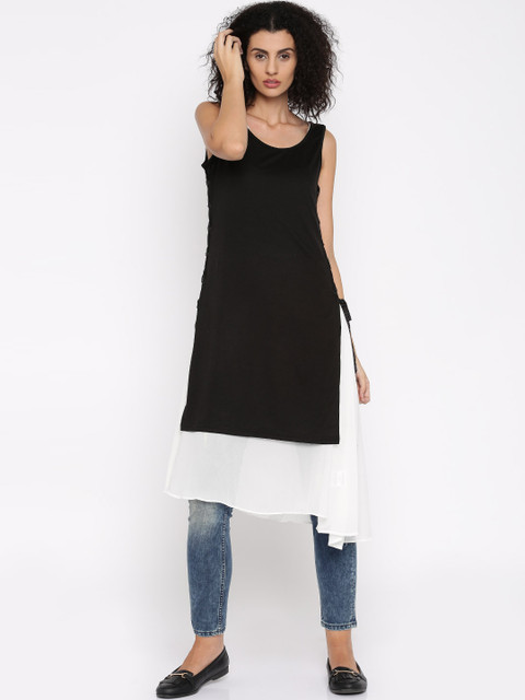 

Jealous 21 Women Black & White Solid Top