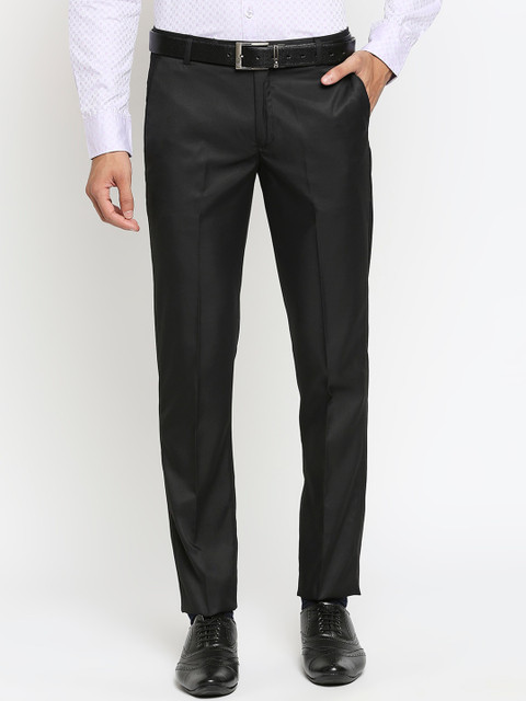 

Solemio Men Black Slim Fit Formal Trousers
