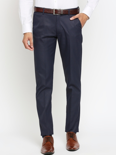 

Solemio Men Navy Blue Slim Fit Formal Trousers