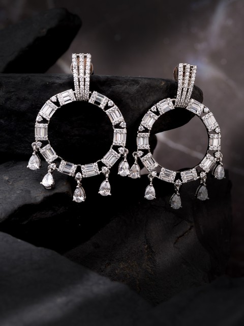 

Saraf RS Jewellery Rhodium Plated White Contemporary Drop Earrings