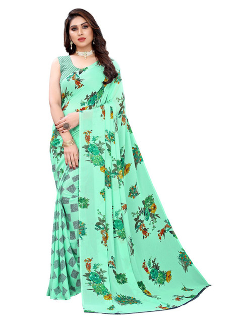 

KALINI Green Floral Printed Saree