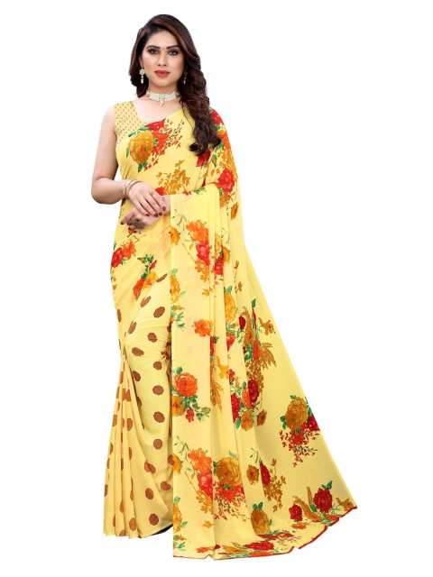 

KALINI Yellow Floral Printed Saree