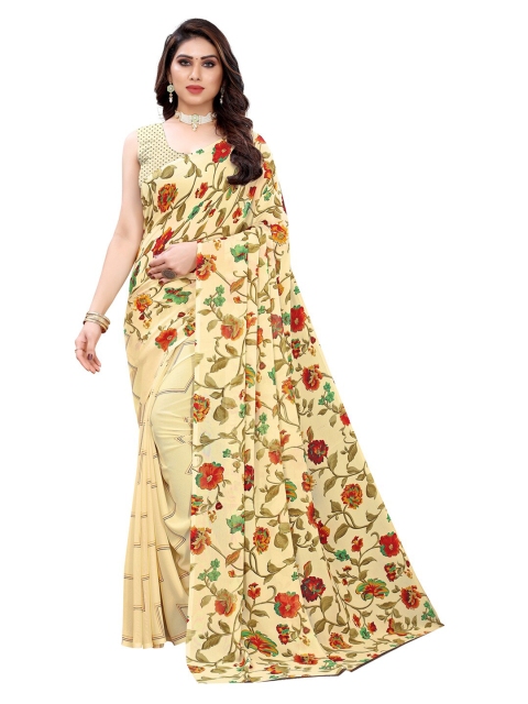 

KALINI Cream-Coloured Floral Saree