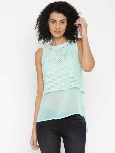 

Jealous 21 Women Green Embellished Layered Top