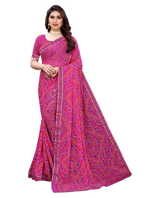 

KALINI Pink Bandhani Saree