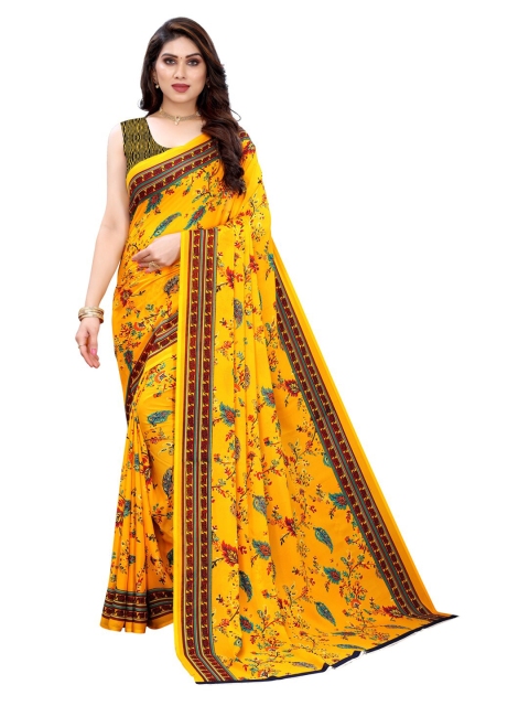 

KALINI Yellow & Red Floral Saree