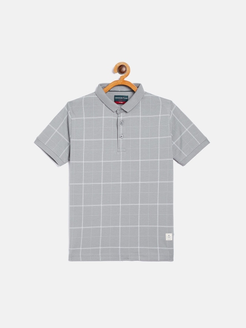 

Crimsoune Club Boys Grey & White Checked Polo Collar T-shirt