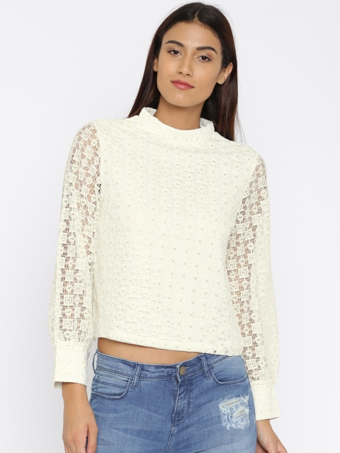 

Jealous 21 Women White Lace Crop Top