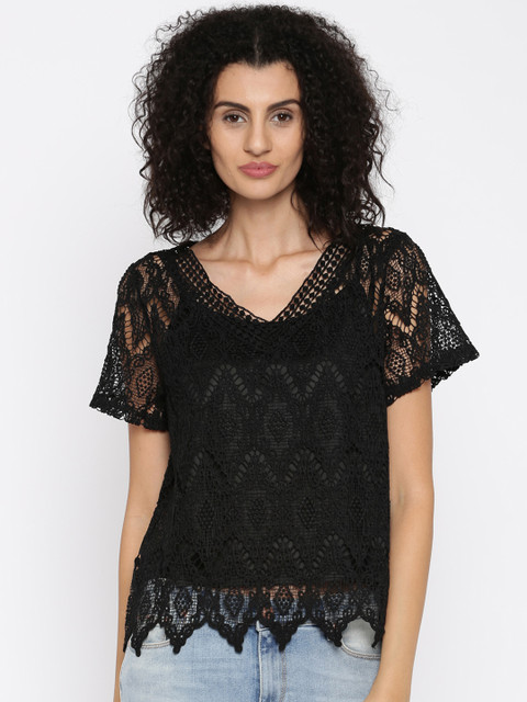 

Jealous 21 Women Black Lace Top