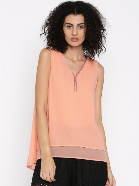 

Jealous 21 Women Peach Orange Layered Top
