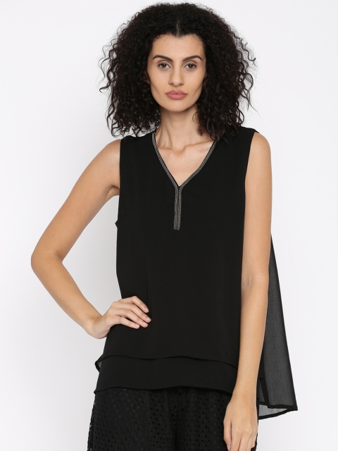 

Jealous 21 Women Black Layered Sheer Top