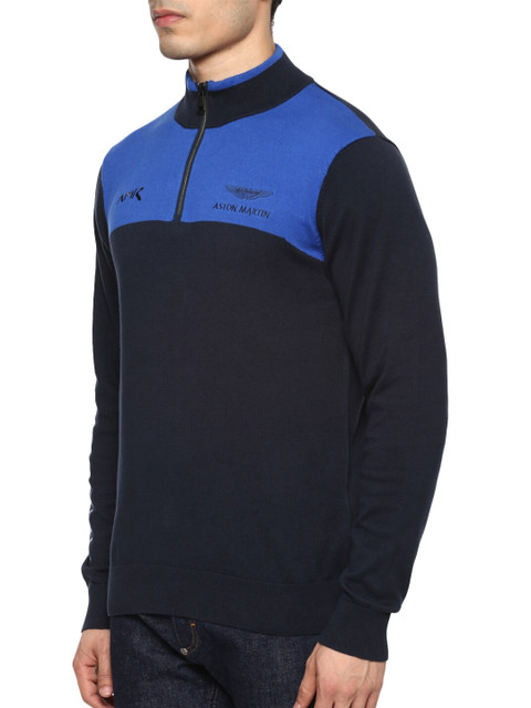 

HACKETT LONDON Men Blue Colourblocked Pullover with Zip Detail