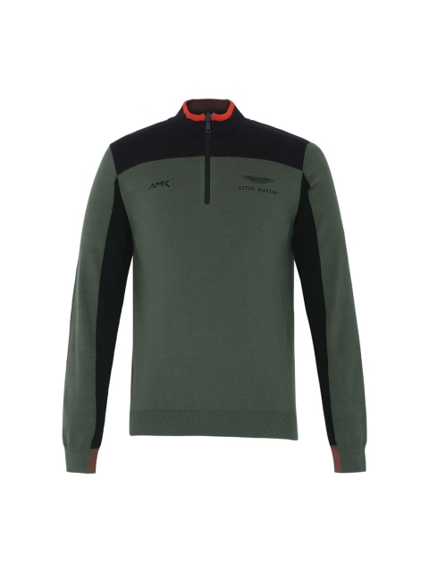 

HACKETT LONDON Men Olive Green & Black Colourblocked Pullover