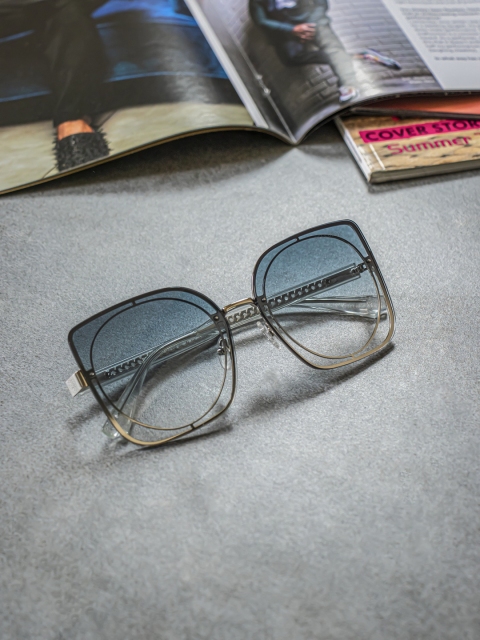 

Bellofox Adult Blue Lens & Steel-Toned Square Sunglasses