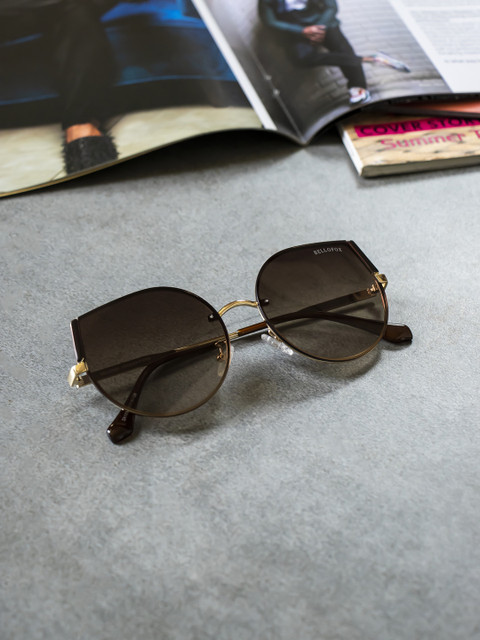 

Bellofox Women Grey Lens & Gold-Toned Round Sunglasses