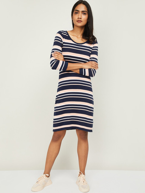 

Bossini Women Navy blue& Pink Striped T-shirt Dress