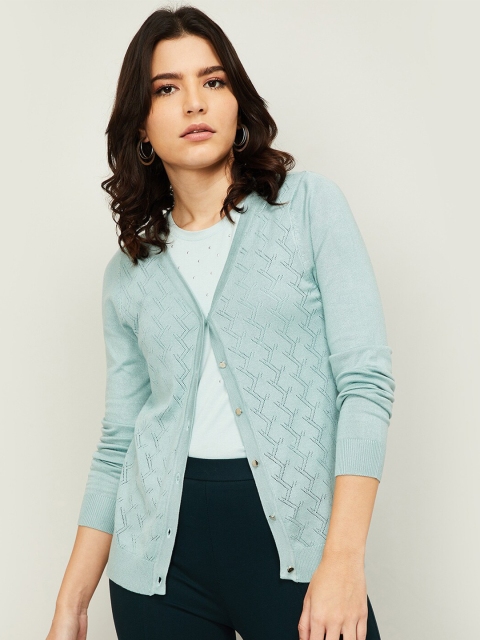 

Bossini Women Turquoise Blue Cardigan Sweaters