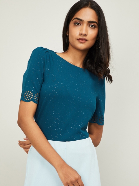 

CODE by Lifestyle Teal Embellished Regular Top