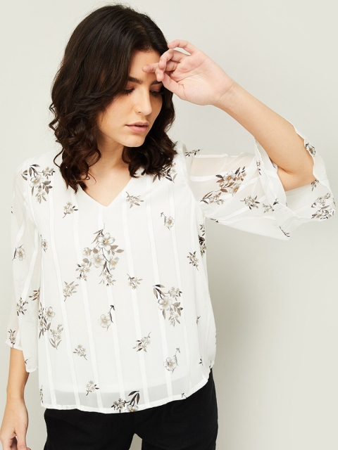 

CODE by Lifestyle Women White Floral Regular Top