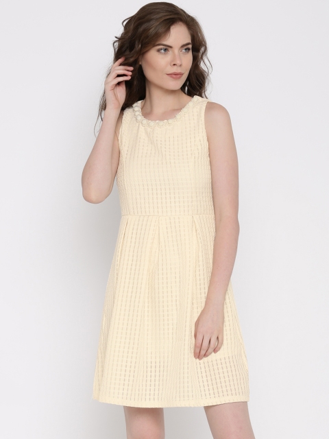 

Jealous 21 Women Cream-Coloured Self-Design Fit & Flare Dress