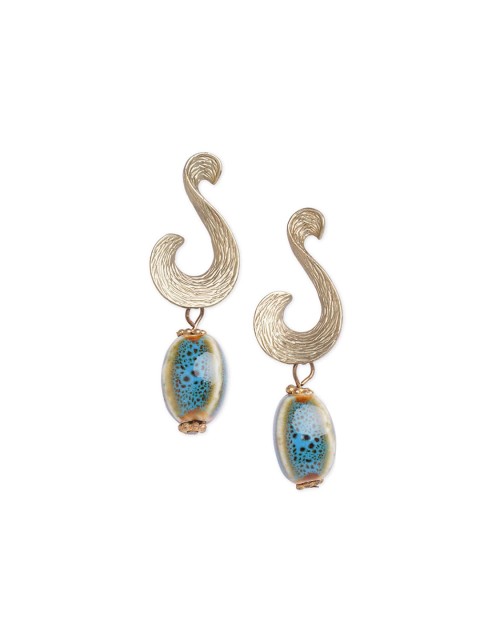 

Blisscovered Gold-Toned & Blue Contemporary Drop Earrings