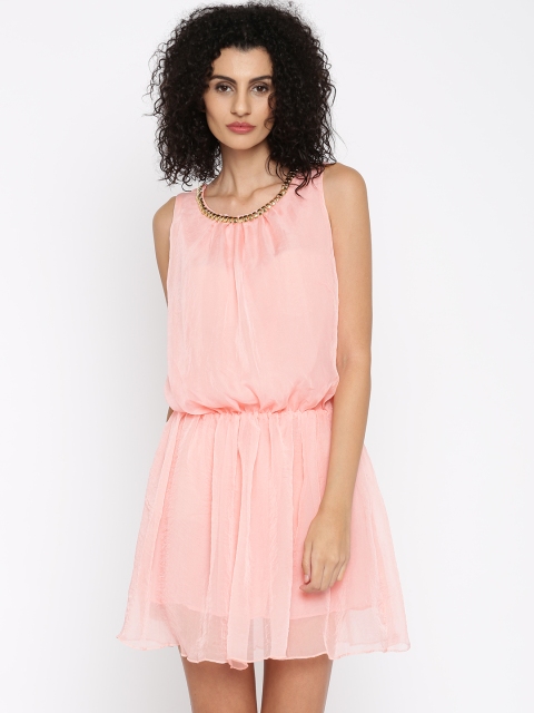 

Jealous 21 Women Pink Solid Fit and Flare Dress