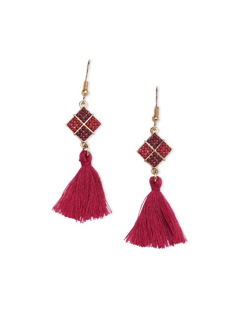 

Blisscovered Red Square Tassel Drop Earrings