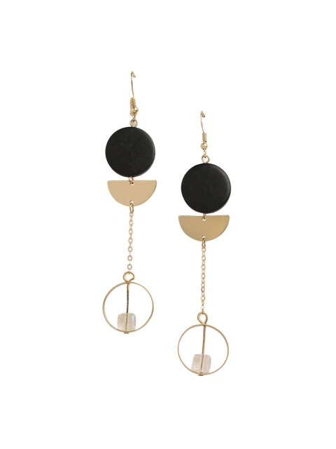 

Blisscovered Black & Gold Circular Drop Earrings