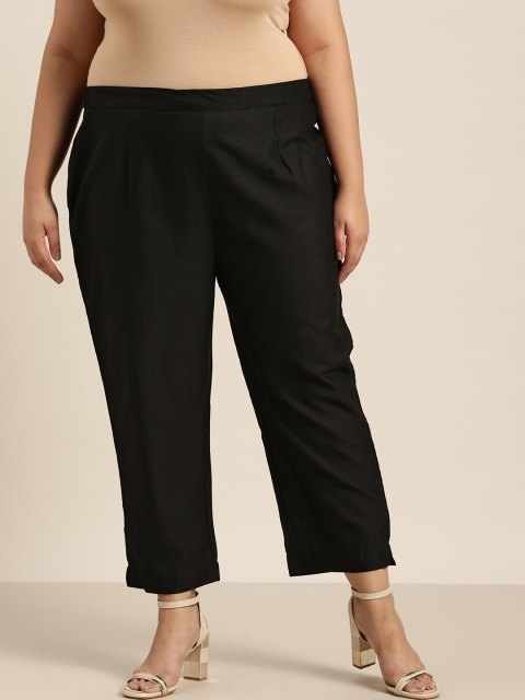 

Juniper Plus Women Black Solid Urban Slim Fit Trousers
