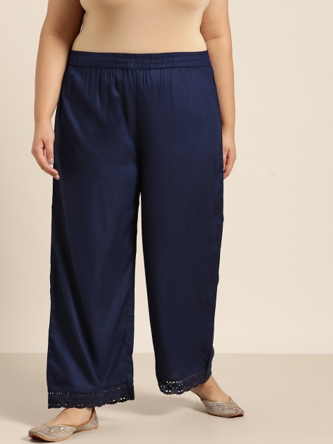 

Juniper Plus Women Navy Blue Liva Ethnic Palazzos