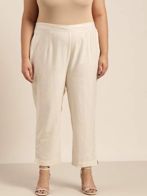 

Juniper Plus Women Off White Solid Urban Slim Fit Trousers