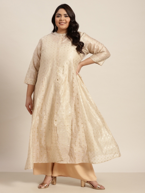 

Juniper Plus Women Beige & Gold-Toned Ethnic Motifs Printed Kurta