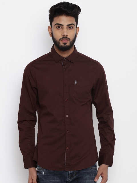 

Being Human Men Maroon Regular Fit Solid Casual Shirt