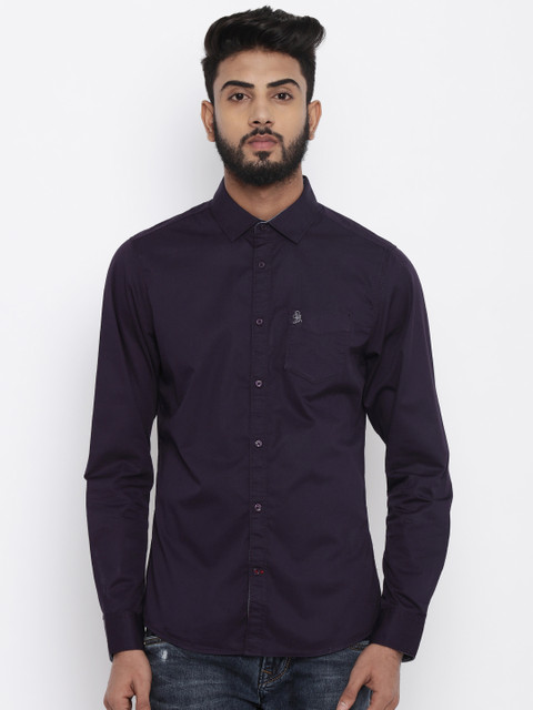 

Being Human Men Navy Blue Regular Fit Solid Casual Shirt