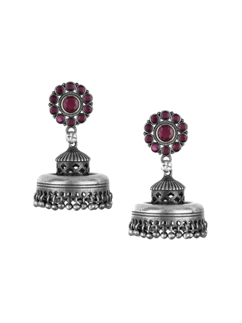 

Adwitiya Collection Silver-Toned Contemporary Jhumkas Earrings