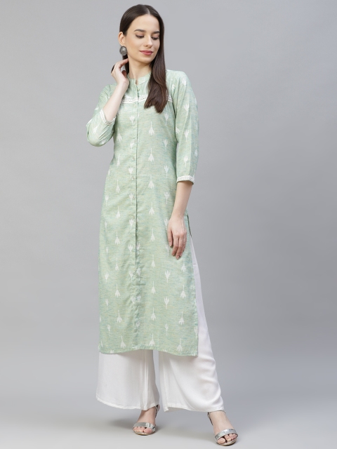 

Jompers Women Green Ethnic Motifs Ikat Kurta