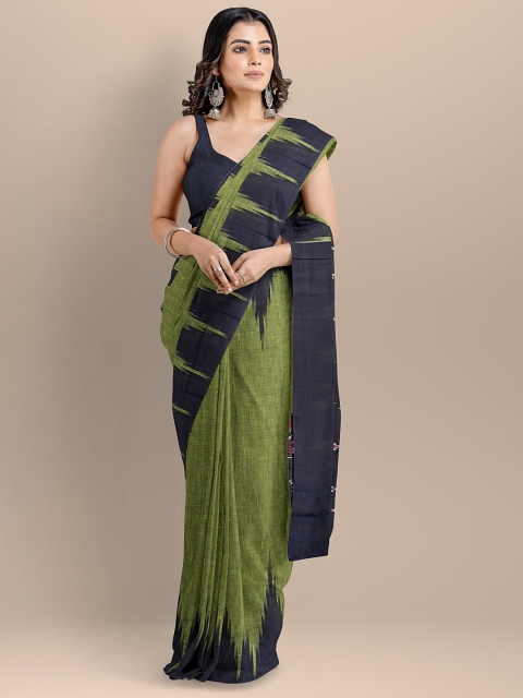 

BharatSthali Green & Navy Blue Woven Design Pure Cotton Sambalpuri Saree